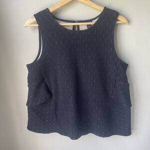 Ann Taylor Women's Size Small Navy Blue Geometric‎ Sleeveless Blouse